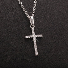 Load image into Gallery viewer, Fashion Female Cross Crystal Pendants Silver Chain