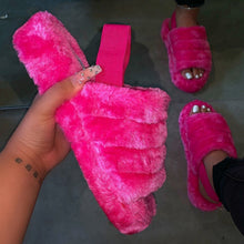 Load image into Gallery viewer, Women Furry Fur Slides Indoor Home Slippers