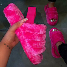 Load image into Gallery viewer, Women Furry Fur Slides Indoor Home Slippers
