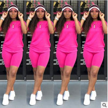 Load image into Gallery viewer, new women casual solid sporting 2 piece short sleeve top