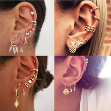 Load image into Gallery viewer, New Fashion Gold Crystal Geometric Star Pendant Earrings For Women