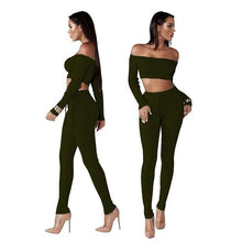 Load image into Gallery viewer, Women Knitted Lounge Wear Sets 2pcs Crop Top
