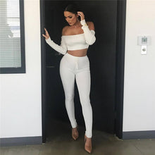 Load image into Gallery viewer, Women Knitted Lounge Wear Sets 2pcs Crop Top