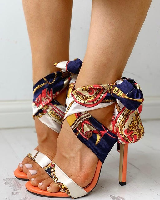 Summer Women High Heels Shoes Sandals Sexy Snakeskin