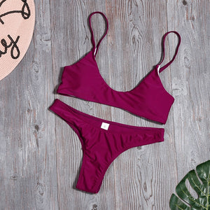 Woman Solid Sexy Bikini Set Micro Summer Tube Top Swimwear