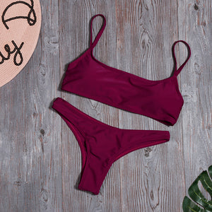 Woman Solid Sexy Bikini Set Micro Summer Tube Top Swimwear
