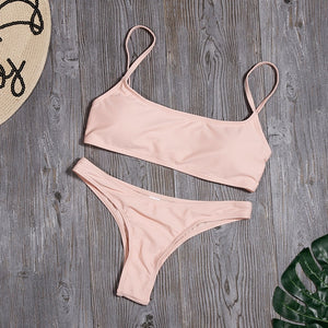 Woman Solid Sexy Bikini Set Micro Summer Tube Top Swimwear