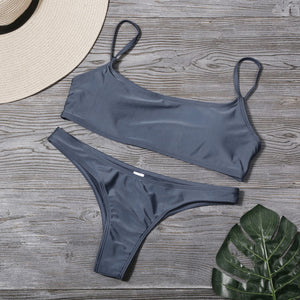 Woman Solid Sexy Bikini Set Micro Summer Tube Top Swimwear