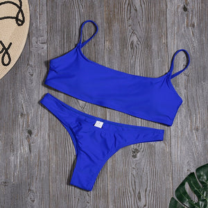 Woman Solid Sexy Bikini Set Micro Summer Tube Top Swimwear