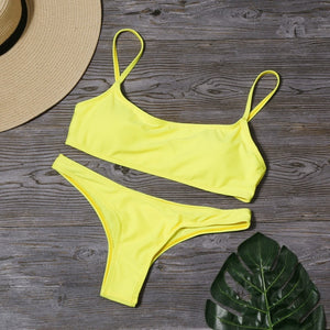 Woman Solid Sexy Bikini Set Micro Summer Tube Top Swimwear