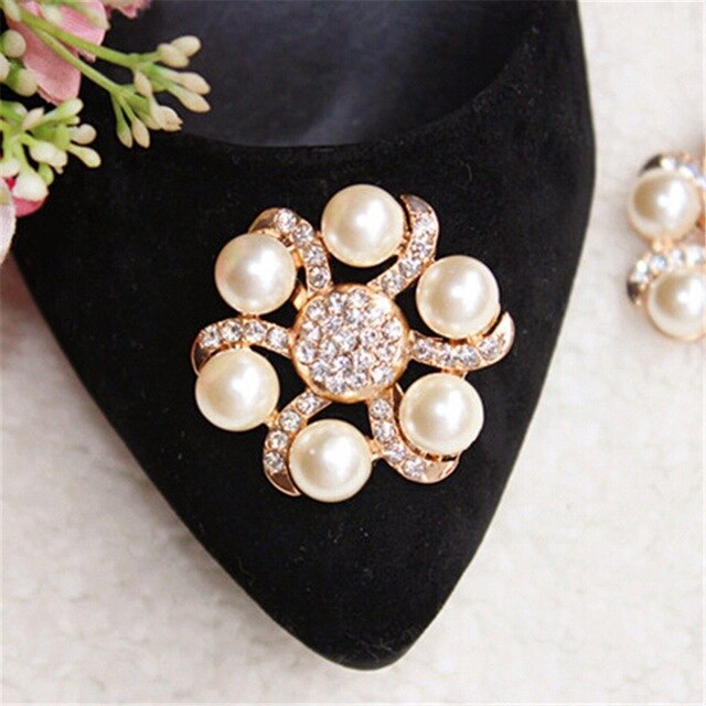 4 Styles Crystal Shoes Buckle Clips