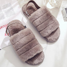 Load image into Gallery viewer, Women Furry Fur Slides Indoor Home Slippers
