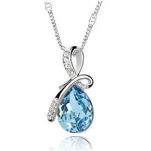 Fashion 10 Colors Austrian Crystal Water Drop Pendants&Necklaces
