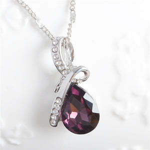 Fashion 10 Colors Austrian Crystal Water Drop Pendants&Necklaces