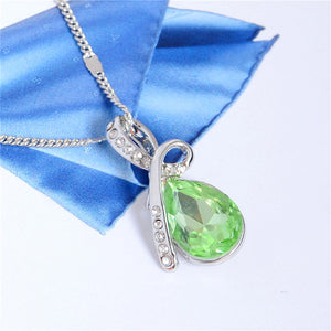 Fashion 10 Colors Austrian Crystal Water Drop Pendants&Necklaces