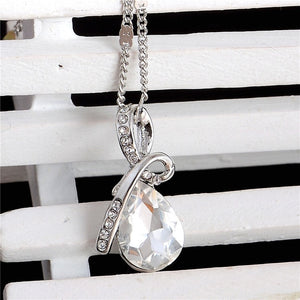 Fashion 10 Colors Austrian Crystal Water Drop Pendants&Necklaces