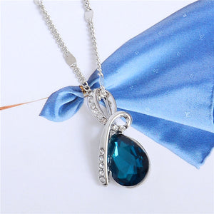 Fashion 10 Colors Austrian Crystal Water Drop Pendants&Necklaces