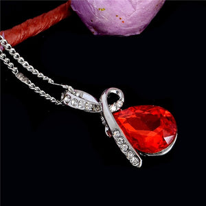 Fashion 10 Colors Austrian Crystal Water Drop Pendants&Necklaces