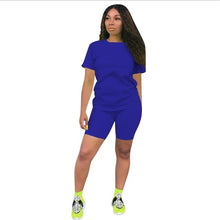 Load image into Gallery viewer, new women casual solid sporting 2 piece short sleeve top
