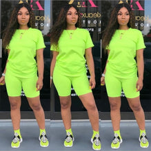 Load image into Gallery viewer, new women casual solid sporting 2 piece short sleeve top
