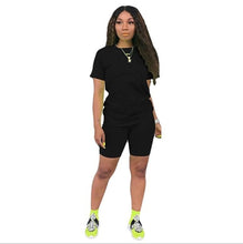 Load image into Gallery viewer, new women casual solid sporting 2 piece short sleeve top
