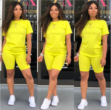 Load image into Gallery viewer, new women casual solid sporting 2 piece short sleeve top
