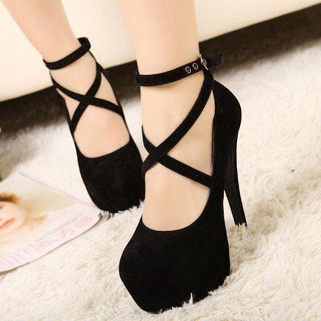 Cross-tied Ankle Strap Party Shoes