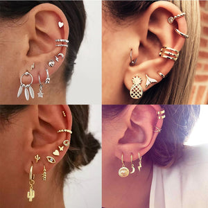 New Fashion Gold Crystal Geometric Star Pendant Earrings For Women