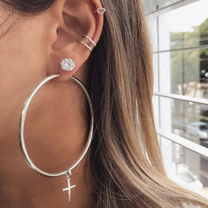 New Fashion Gold Crystal Geometric Star Pendant Earrings For Women