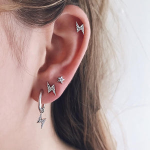 New Fashion Gold Crystal Geometric Star Pendant Earrings For Women