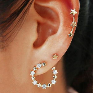 New Fashion Gold Crystal Geometric Star Pendant Earrings For Women