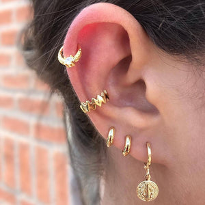 New Fashion Gold Crystal Geometric Star Pendant Earrings For Women