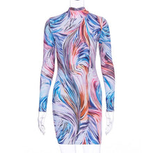 Load image into Gallery viewer, Seasons 2020 Long Sleeve Colorful Print Sexy Short Dress
