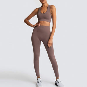 Seamless Gym Set Nylon Woman Sportswear 2 Piece Exercise Leggings