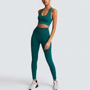 Seamless Gym Set Nylon Woman Sportswear 2 Piece Exercise Leggings