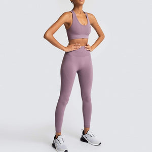 Seamless Gym Set Nylon Woman Sportswear 2 Piece Exercise Leggings