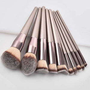 Luxury Champagne Makeup Brushes Set For Foundation Powder