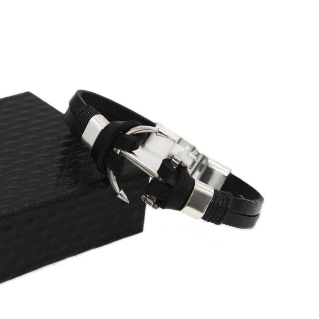 explosion models European and American fashion leather woven bracelet anchor