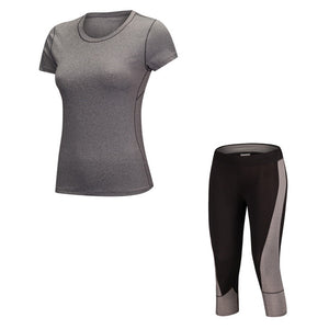 Sexy Yoga Set Running Tracksuit Gym T-shirt