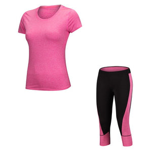 Sexy Yoga Set Running Tracksuit Gym T-shirt