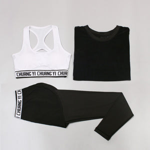 Female Fitness Wear Quick-drying Mesh Yoga Clothing Three-piece Set
