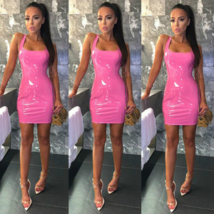 Leather Sexy Fashion Sleeveless Bodycon Dresses