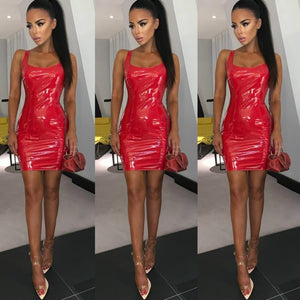 Leather Sexy Fashion Sleeveless Bodycon Dresses